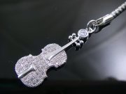 CZ　キュービックジルコニア　携帯ストラップ　バイオリン